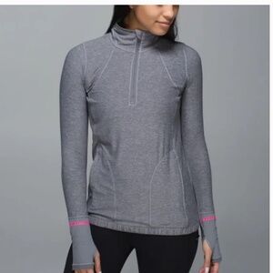 Lululemon Pace Pusher 1/2 Zip Sz 6 Heathered Slate/Slate